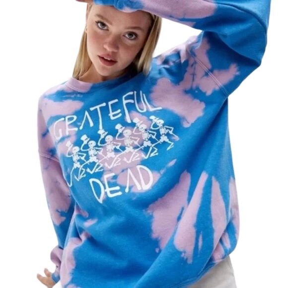 Grateful Dead Pink Blue Tie-Dye Dancing Skeletons Sweatshirt XL 2021 - Picture 3 of 8